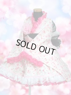 画像1: ＜90〜110サイズ＞着物ドレスセット：桜だより（アイボリー）