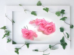 画像1: 薔薇とパールビーズの髪飾りセット（ピンク）