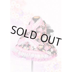 画像: ＜Ａサイズ＞着物ドレスセット：花雪輪（黒）
