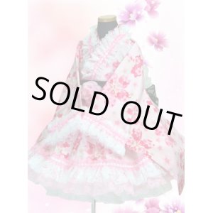 画像: ＜90〜110サイズ＞：浴衣ドレスセット（ピンク地に大きな桜）