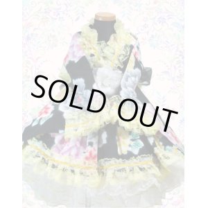 画像: 90～110サイズ：浴衣ドレスセット（黒地にぼかし花）
