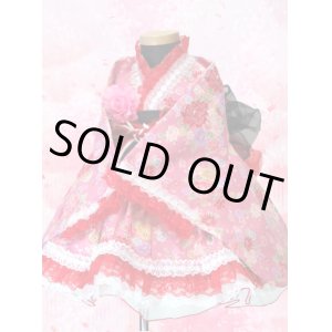 画像: ＜70〜80サイズ＞着物ドレスセット：色彩花々（ピンク） 
