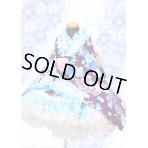 画像: Ｂサイズ：浴衣ドレスセット（つなぎ桜）紫
