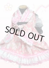 画像: ＜70〜80サイズ＞着物ドレスセット：満開桜（ピンク）