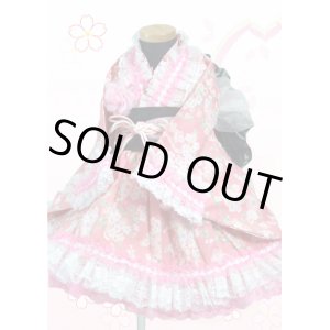 画像: ＜70〜80サイズ＞着物ドレスセット：満開桜（ピンク）