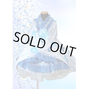 画像: 90～110サイズ：浴衣ドレスセット（水色地に桜）