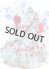 画像: ＜110〜130＞着物ドレスセット：花市松（水色）