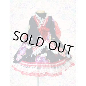 画像: 70〜80サイズ：浴衣ドレスセット（紺地にうさぎ）