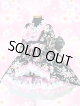 画像: ＜Ｃサイズ＞着物ドレスセット：満開桜（黒） 