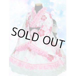 画像: Ａサイズ：浴衣ドレスセット（白地に撫子）