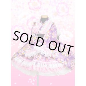 画像: ＜Ｂサイズ＞着物ドレスセット：桜乱舞（紫）