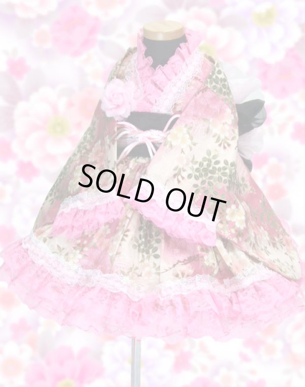 画像1: ＜Ａサイズ＞着物ドレスセット：金彩桜