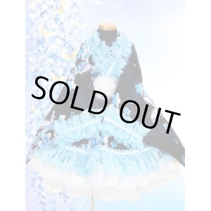 画像: 90〜110サイズ：浴衣ドレスセット（紺×黒地に蝶々）