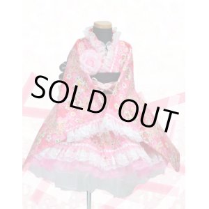 画像: ＜Ｃサイズ＞着物ドレスセット： 桜の舞（ピンク）