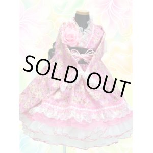 画像: ＜70〜80サイズ＞着物ドレスセット：小花花序（ピンク） 