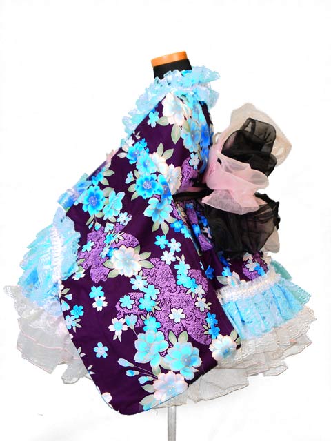 画像: Ｂサイズ：浴衣ドレスセット（つなぎ桜）紫