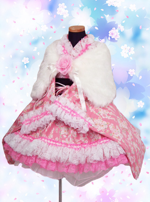 画像: ＜Ｃサイズ＞着物ドレスセット：満開桜（ピンク） 